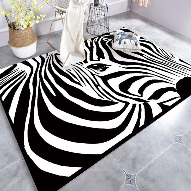 Modern Living Room Carpet Plant Pattern Polyester Area Rug Non-Slip Backing Rug