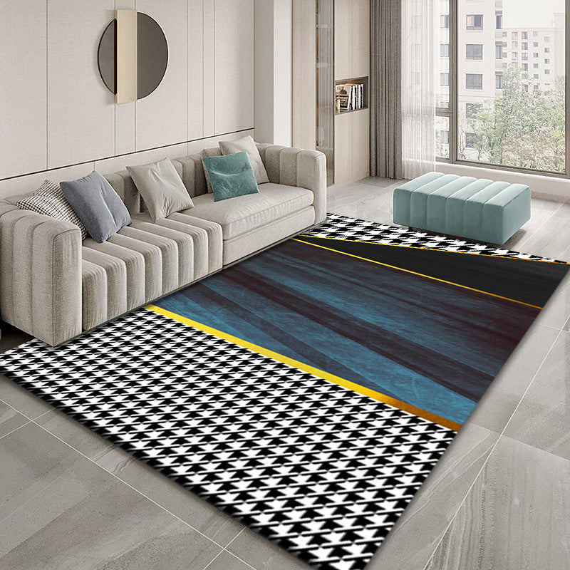 Minimalistische Houndstooth print tapijt polyester polyester binnen vloerkleed niet-slip rug tapijt voor woonkamer