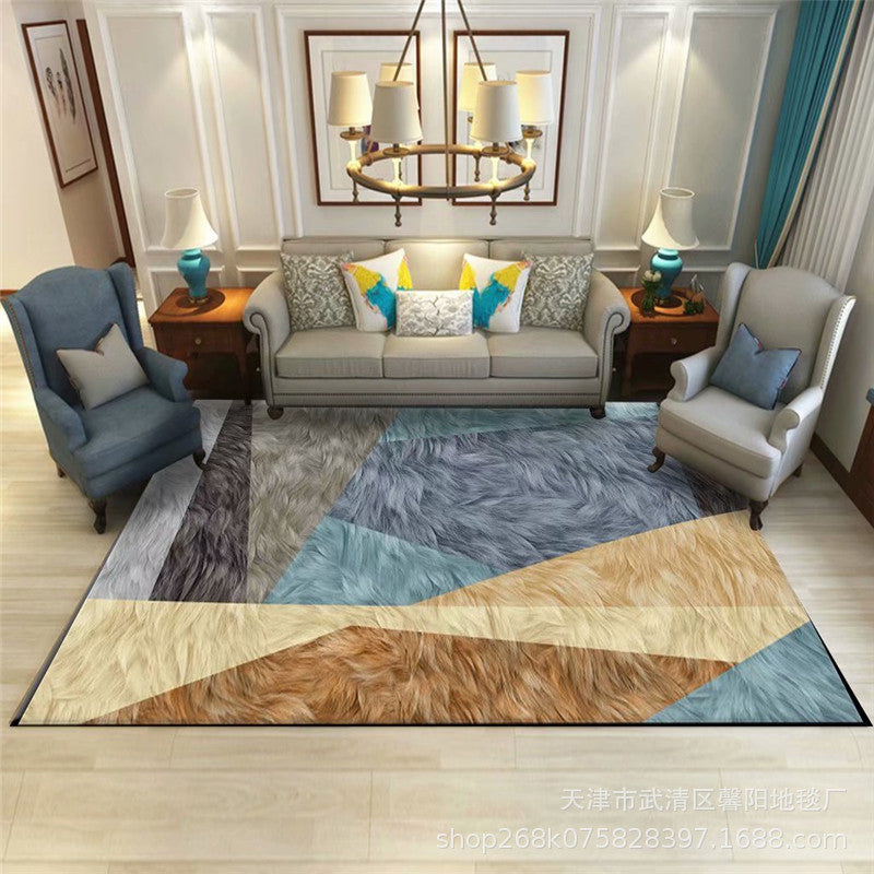 Modern Carpet Trendy Abstract Pattern Polyester Area Rug Stain Resistant Rug for Living Room