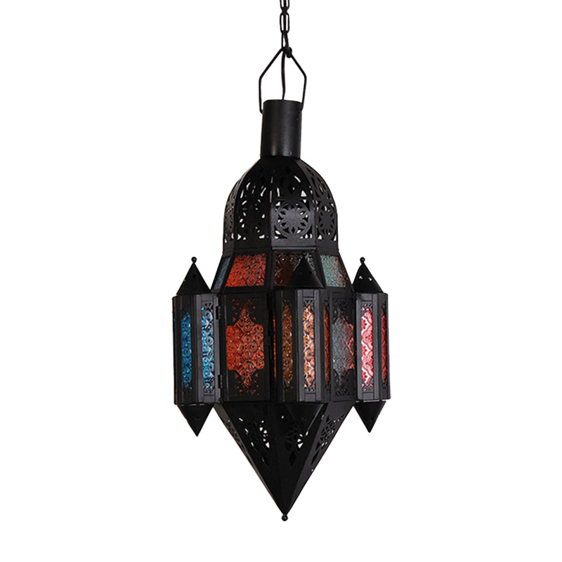 Lantern Metallic Hanging Lighting Art Deco 1 Head Living Room Pendant Lamp in Black, 5"/5.5"/9.5" Wide