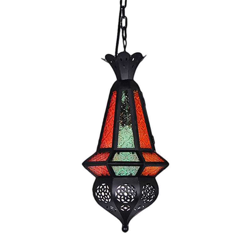 Lantern Metallic Hanging Lighting Art Deco 1 Head Living Room Pendant Lamp in Black, 5"/5.5"/9.5" Wide
