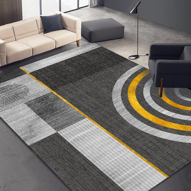 Atrovirens Modern Rug Polyester Color Block Rug Stain Resistant Rug for Living Room