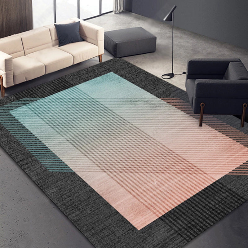 Atrovirens Modern Rug Polyester Color Block Rug Stain Resistant Rug for Living Room