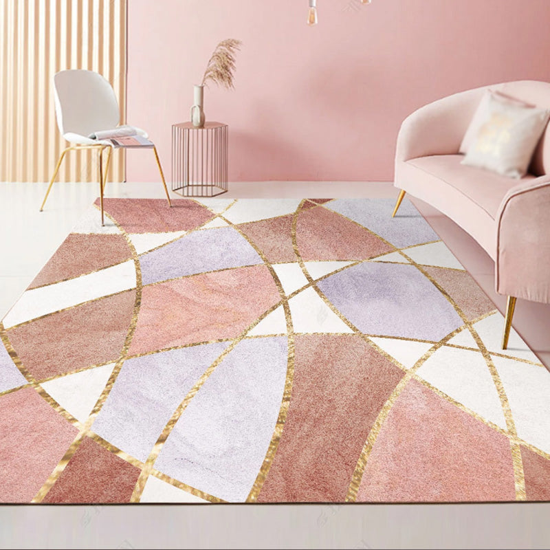 Orange Modern Rug Polyester Color Block Rug Non-Slip Backing Rug for Living Room