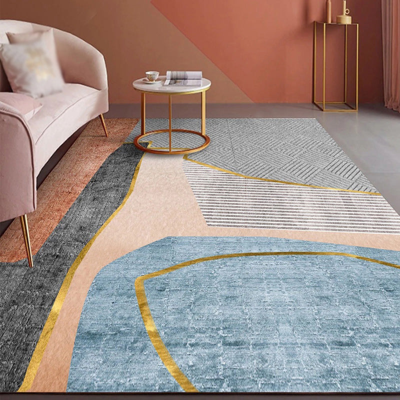 Orange Modern Rug Polyester Color Block Rug Non-Slip Backing Rug for Living Room
