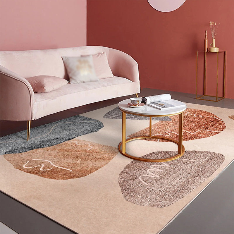 Orange Modern Rug Polyester Color Block Rug Non-Slip Backing Rug for Living Room