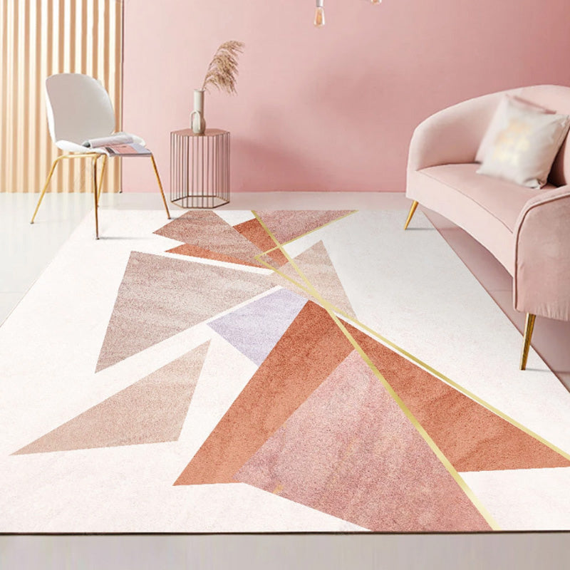 Orange Modern Rug Polyester Color Block Rug Non-Slip Backing Rug for Living Room