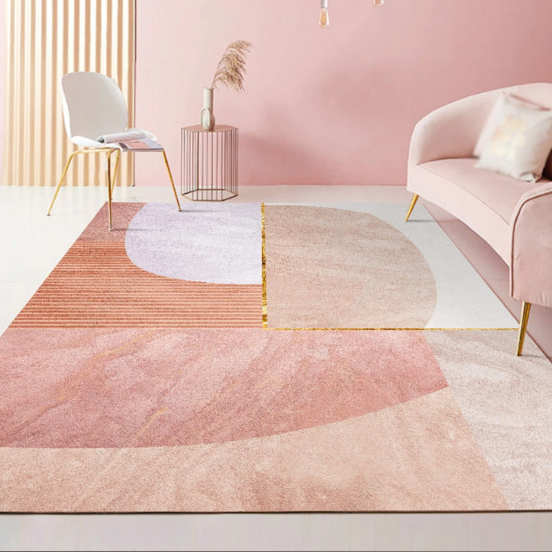 Orange Modern Rug Polyester Color Block Rug Non-Slip Backing Rug for Living Room