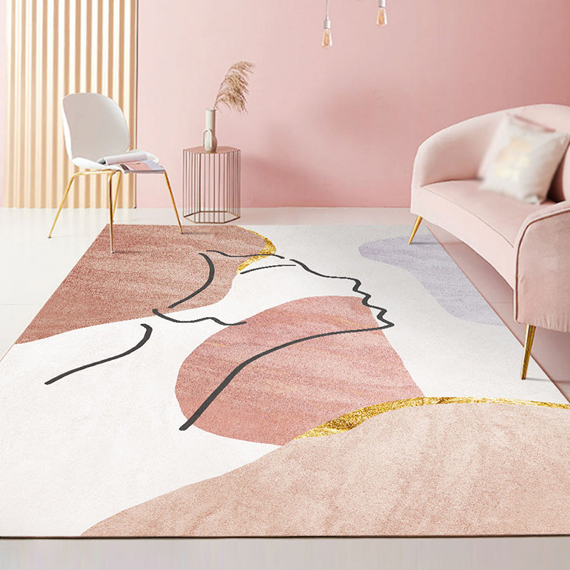 Orange Modern Rug Polyester Color Block Rug Non-Slip Backing Rug for Living Room