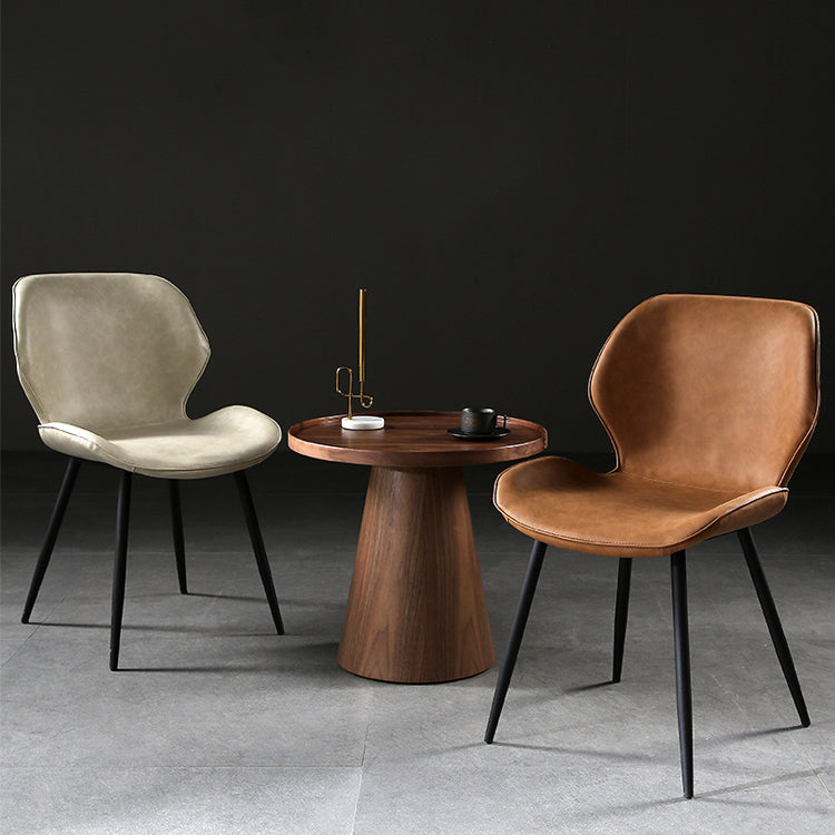 PU Leather Scandinavian Side Chair Wingback Matte Finish Dining Chair(Set of 4)