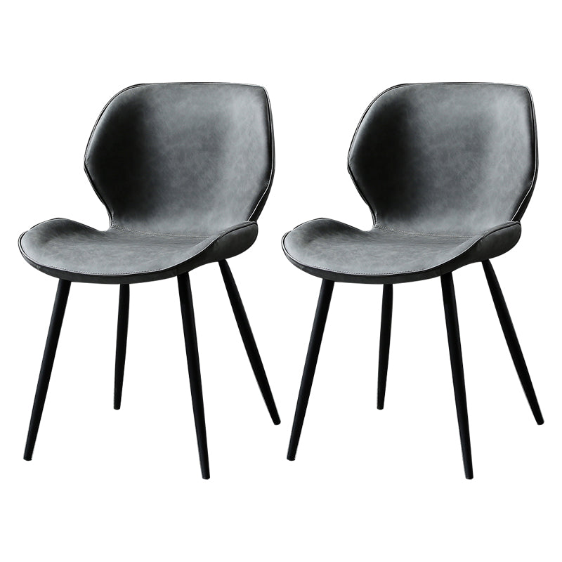 PU Leather Scandinavian Side Chair Wingback Matte Finish Dining Chair(Set of 4)