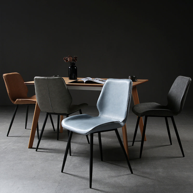 PU Leather Scandinavian Side Chair Wingback Matte Finish Dining Chair(Set of 4)