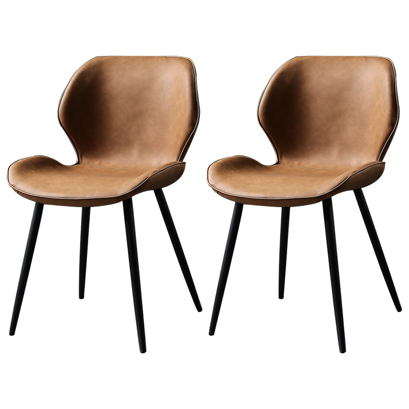 PU Leather Scandinavian Side Chair Wingback Matte Finish Dining Chair(Set of 4)