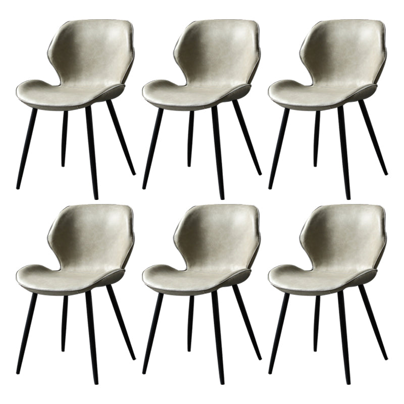 PU Leather Scandinavian Side Chair Wingback Matte Finish Dining Chair(Set of 4)