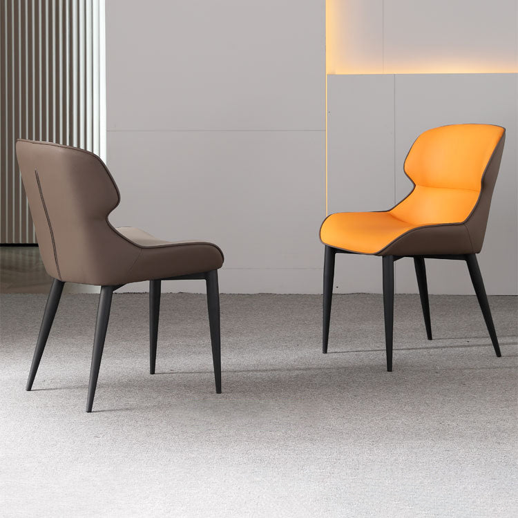 Silla de comedor de metal para cocina de estilo moderno, sillas laterales sin brazos con respaldo de alas (juego de 2)