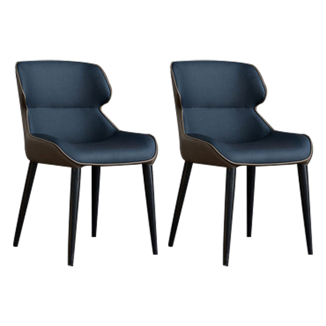 Silla de comedor de metal para cocina de estilo moderno, sillas laterales sin brazos con respaldo de alas (juego de 2)