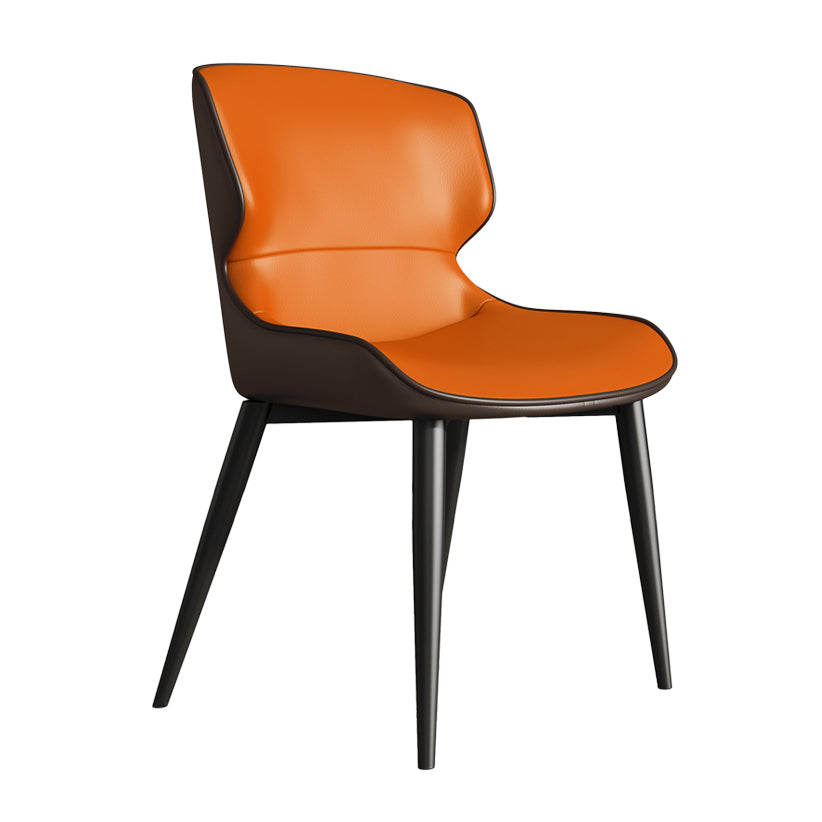Silla de comedor de metal para cocina de estilo moderno, sillas laterales sin brazos con respaldo de alas (juego de 2)