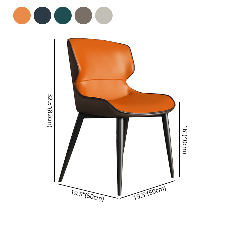 Silla de comedor de metal para cocina de estilo moderno, sillas laterales sin brazos con respaldo de alas (juego de 2)