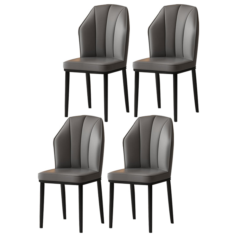 Chaise d'appoint scandinave pour salle à manger rembourrée en métal à oreilles (Ensemble de 4)