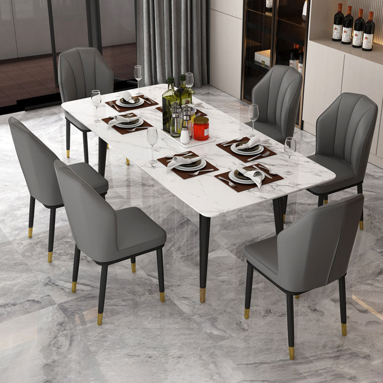 Chaise d'appoint scandinave pour salle à manger rembourrée en métal à oreilles (Ensemble de 4)