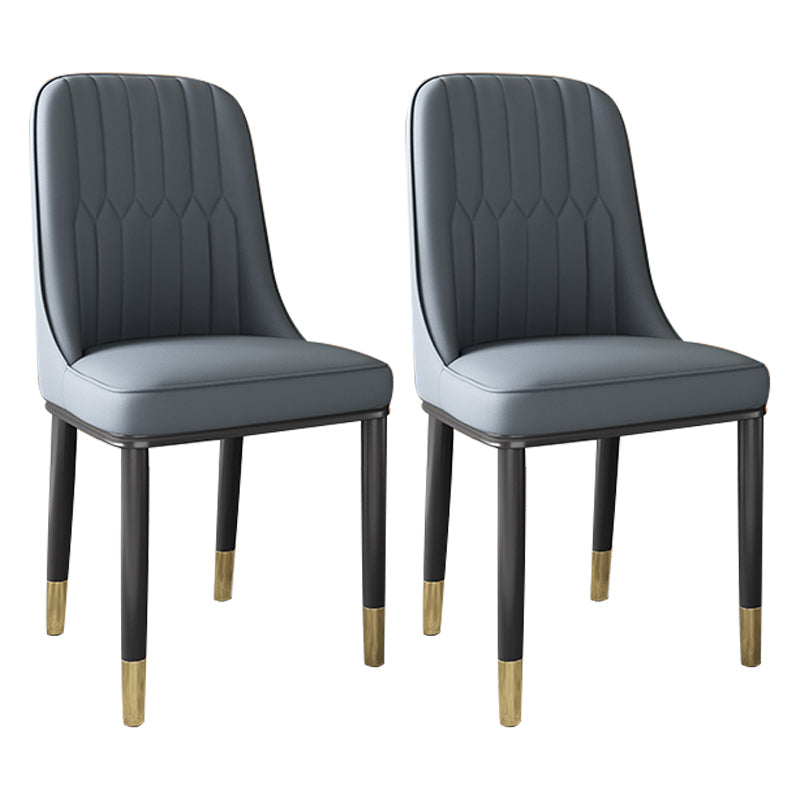 Chaise d'appoint scandinave avec dossier solide et chaise de salle à manger rembourrée en métal (Ensemble de 2)
