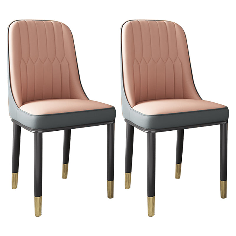 Chaise d'appoint scandinave avec dossier solide et chaise de salle à manger rembourrée en métal (Ensemble de 2)