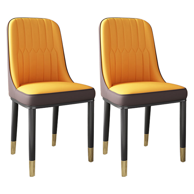 Chaise d'appoint scandinave avec dossier solide et chaise de salle à manger rembourrée en métal (Ensemble de 2)