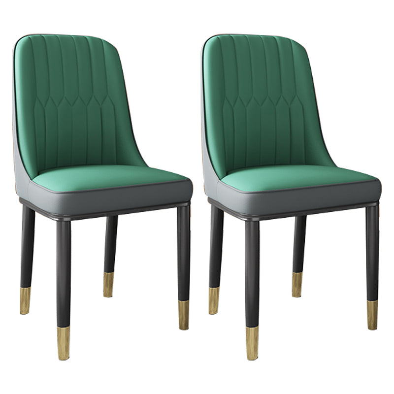 Chaise d'appoint scandinave avec dossier solide et chaise de salle à manger rembourrée en métal (Ensemble de 2)