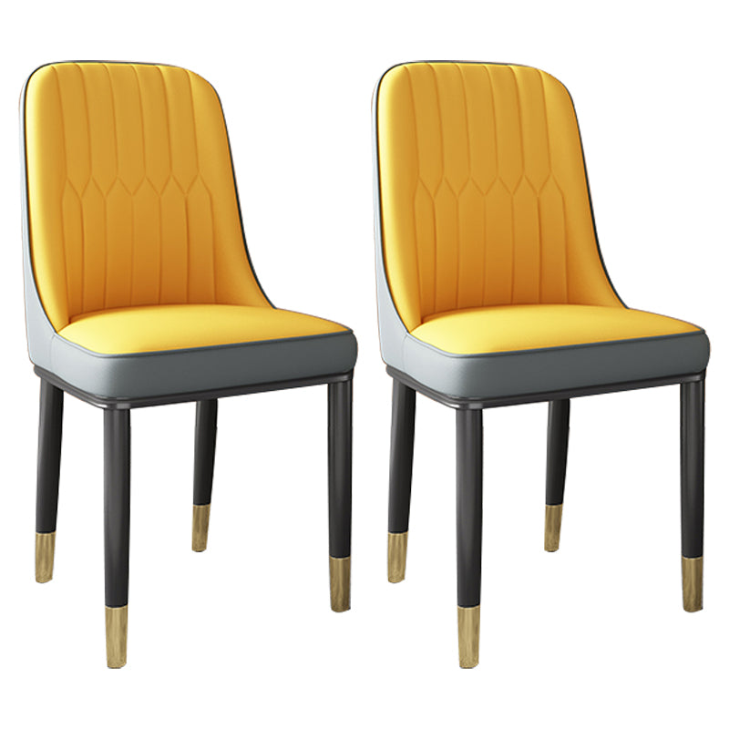 Chaise d'appoint scandinave avec dossier solide et chaise de salle à manger rembourrée en métal (Ensemble de 2)