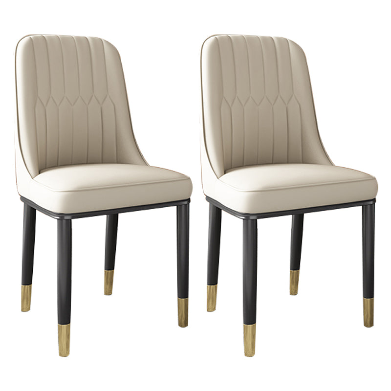Chaise d'appoint scandinave avec dossier solide et chaise de salle à manger rembourrée en métal (Ensemble de 2)