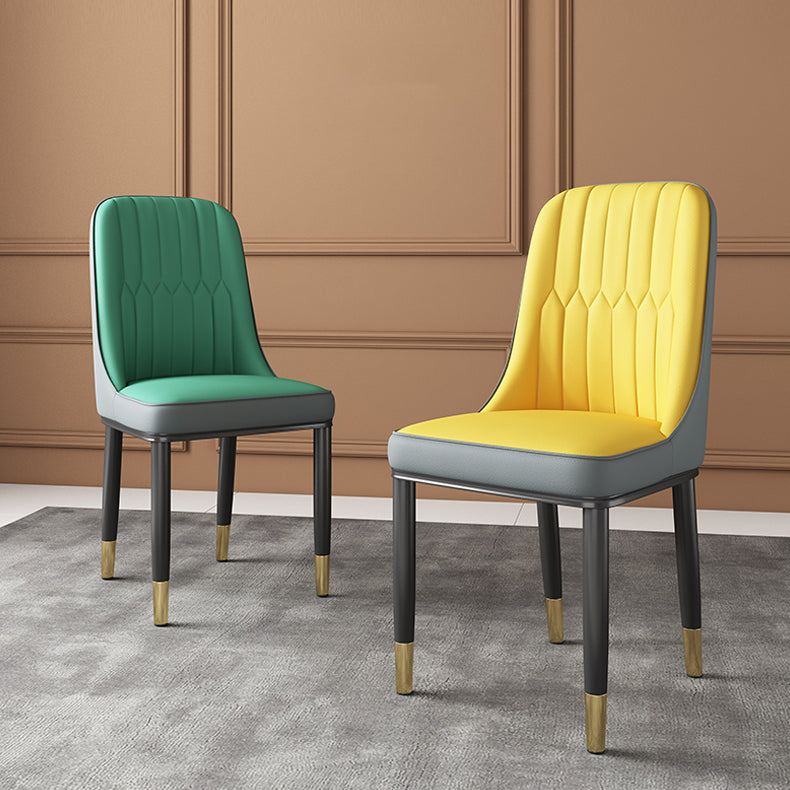 Chaise d'appoint scandinave avec dossier solide et chaise de salle à manger rembourrée en métal (Ensemble de 2)