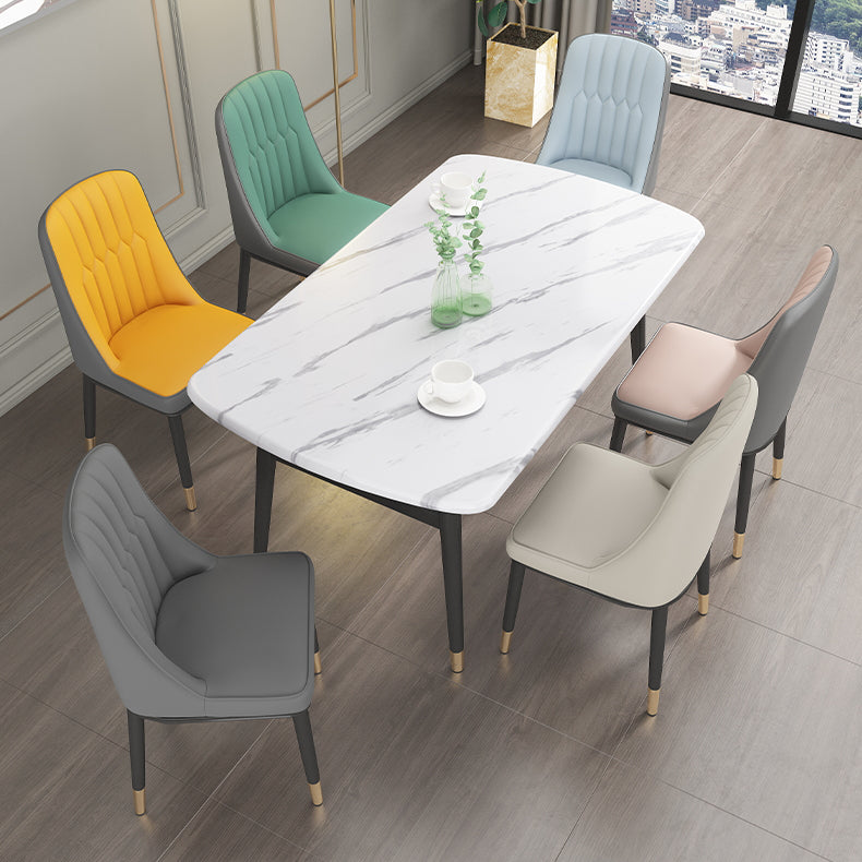 Chaise d'appoint scandinave avec dossier solide et chaise de salle à manger rembourrée en métal (Ensemble de 2)