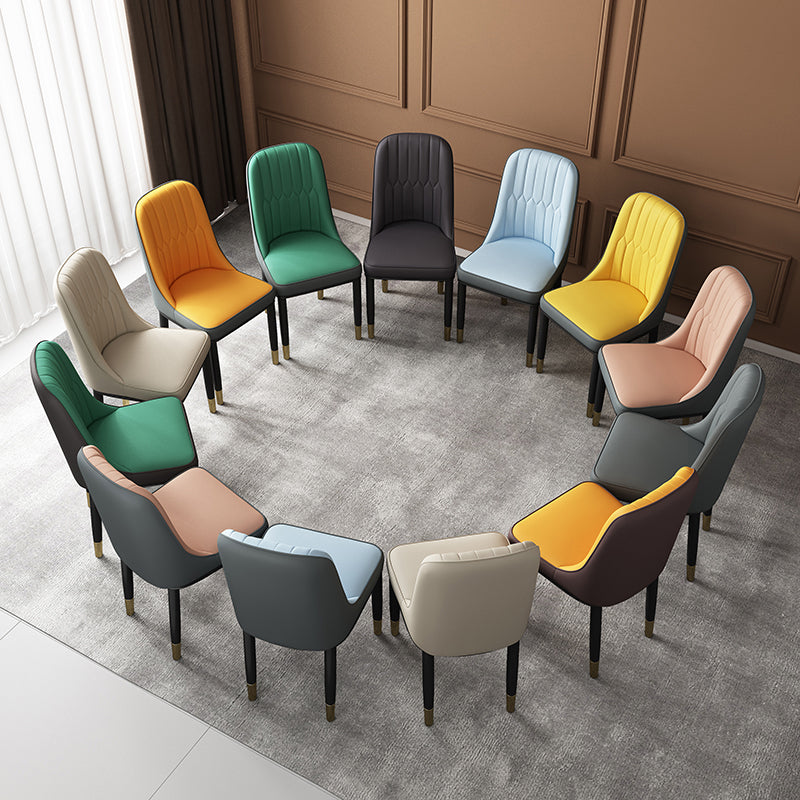 Chaise d'appoint scandinave avec dossier solide et chaise de salle à manger rembourrée en métal (Ensemble de 2)