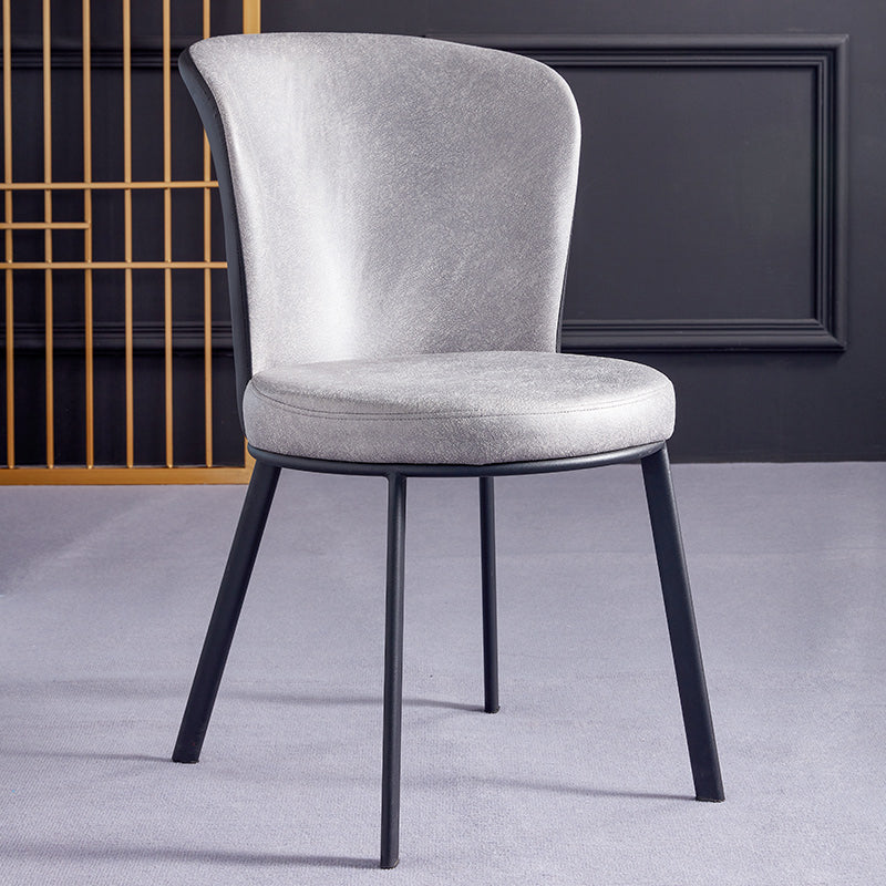 Silla de comedor contemporánea de metal, silla lateral sin brazos para comedor con respaldo lateral