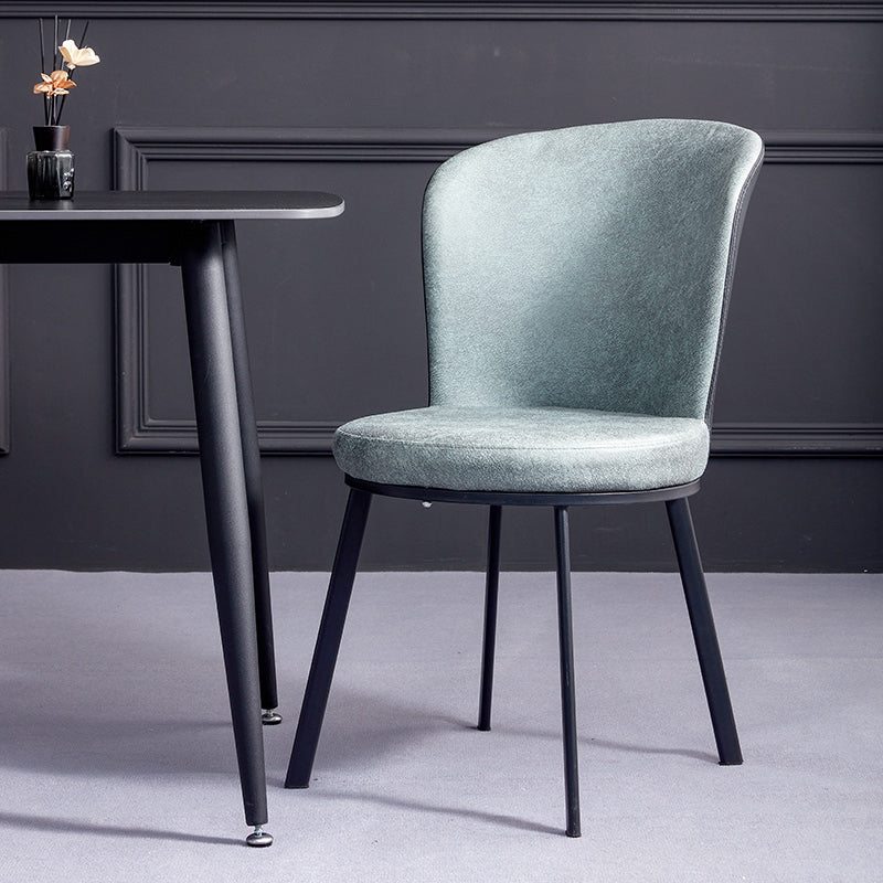 Silla de comedor contemporánea de metal, silla lateral sin brazos para comedor con respaldo lateral