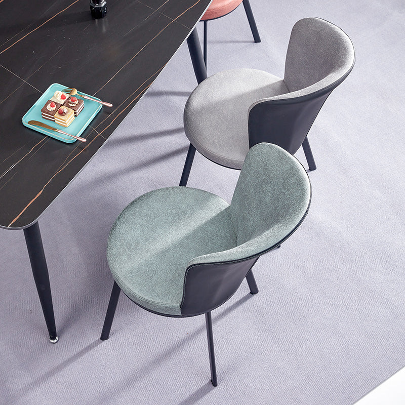 Silla de comedor contemporánea de metal, silla lateral sin brazos para comedor con respaldo lateral