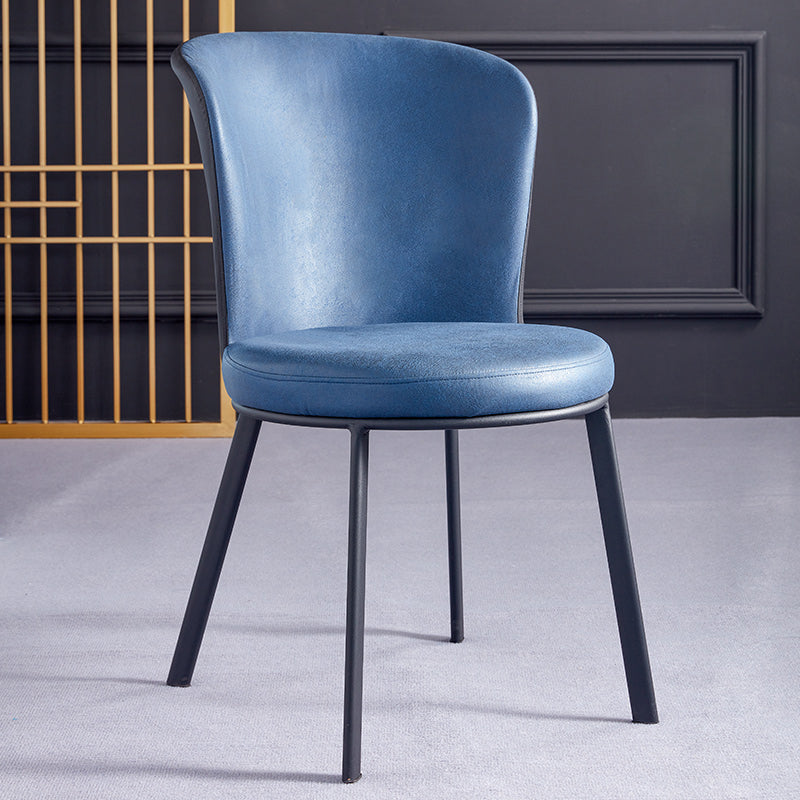 Silla de comedor contemporánea de metal, silla lateral sin brazos para comedor con respaldo lateral
