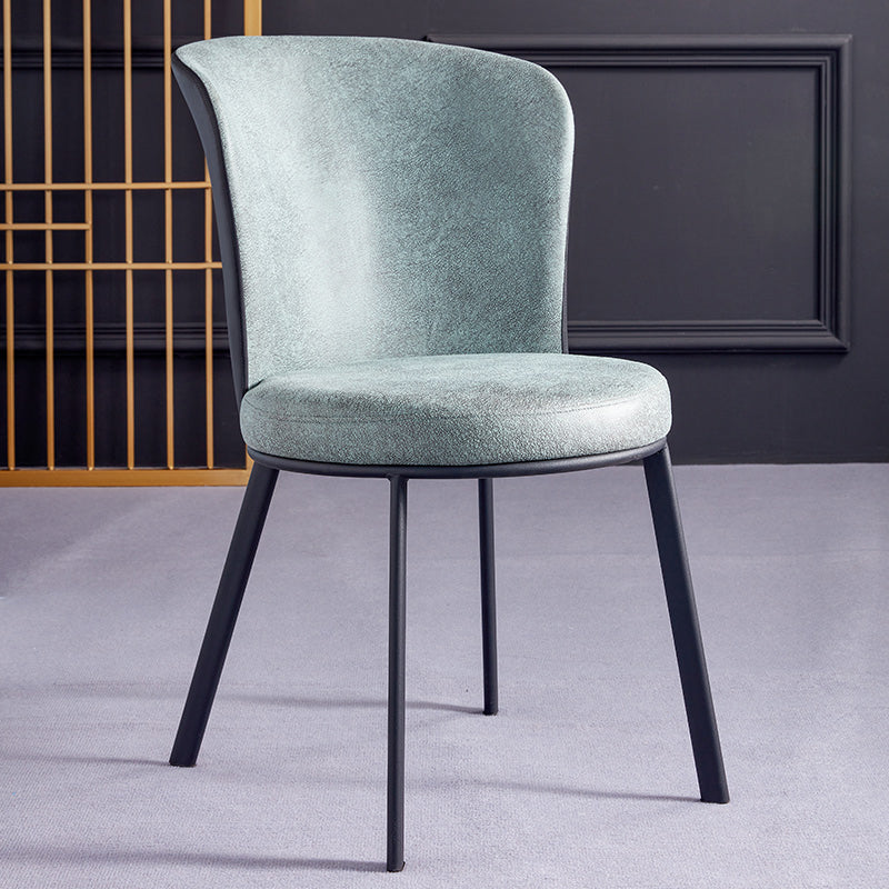 Silla de comedor contemporánea de metal, silla lateral sin brazos para comedor con respaldo lateral