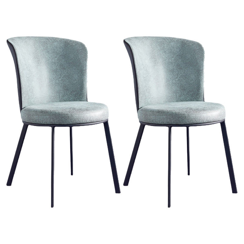 Silla de comedor contemporánea de metal, silla lateral sin brazos para comedor con respaldo lateral