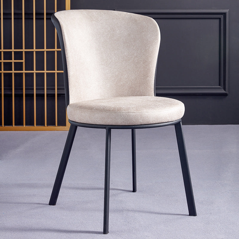 Silla de comedor contemporánea de metal, silla lateral sin brazos para comedor con respaldo lateral