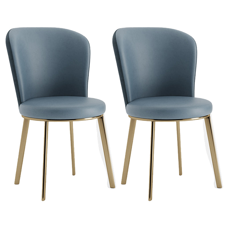 Scandinavian Style Leather Dining Chairs Solid Back Armless Dining Chairs for Home
