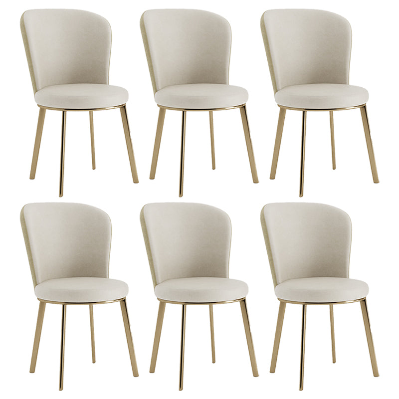 Scandinavian Style Leather Dining Chairs Solid Back Armless Dining Chairs for Home
