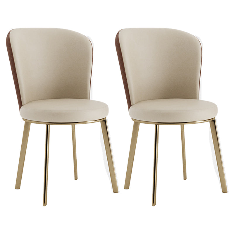 Scandinavian Style Leather Dining Chairs Solid Back Armless Dining Chairs for Home