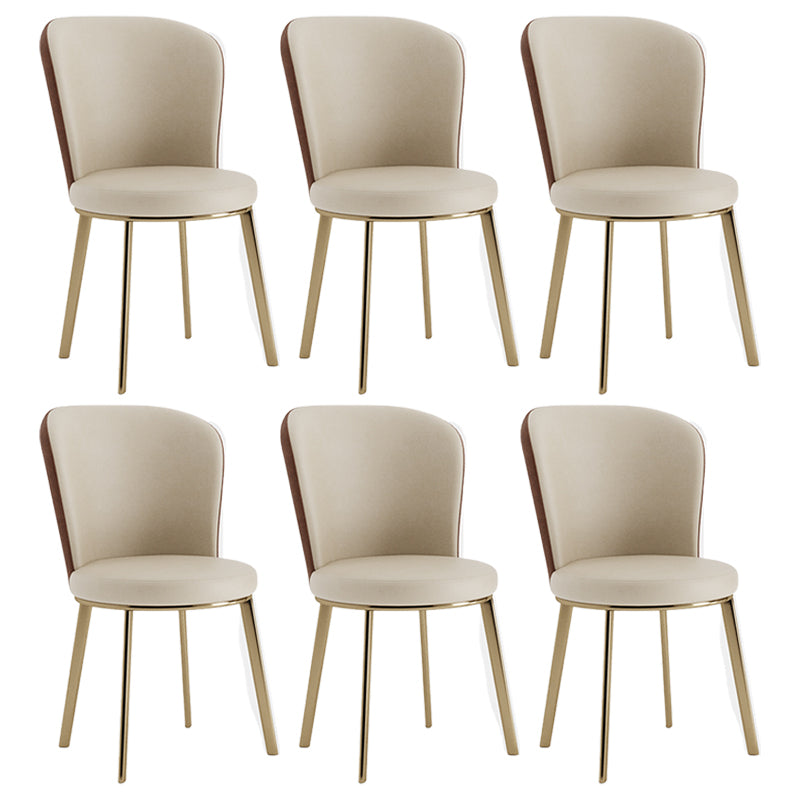 Scandinavian Style Leather Dining Chairs Solid Back Armless Dining Chairs for Home