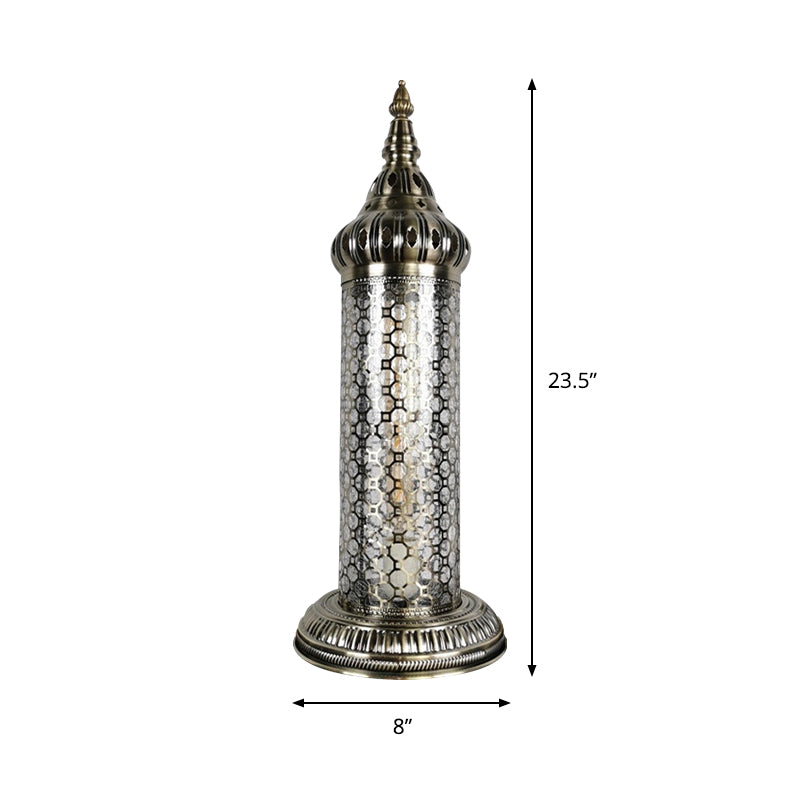 1 Cylindre léger Light Turkey Style Bronze Metallic Night Table Lampe, 23,5 "/31,5" de haut