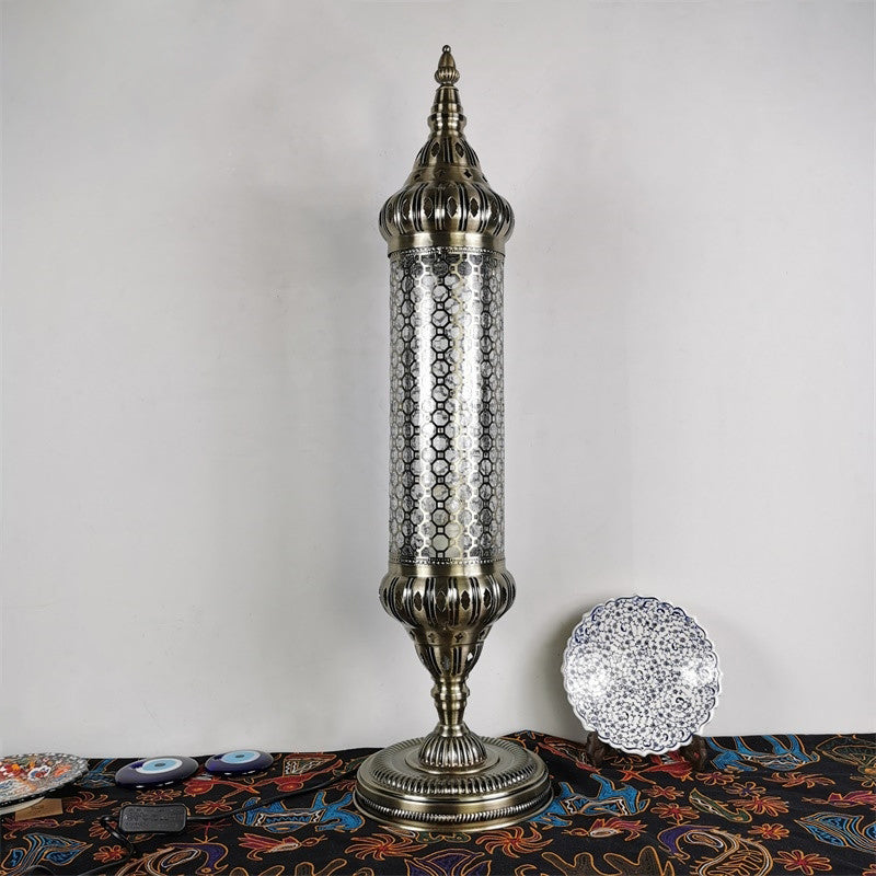 1 Cylindre léger Light Turkey Style Bronze Metallic Night Table Lampe, 23,5 "/31,5" de haut