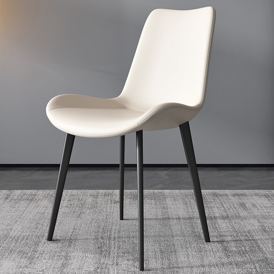 Chaises de salle à manger en cuir style contemporain Chaises de salle à manger sans accoudoirs à dossier solide (Ensemble de 2)