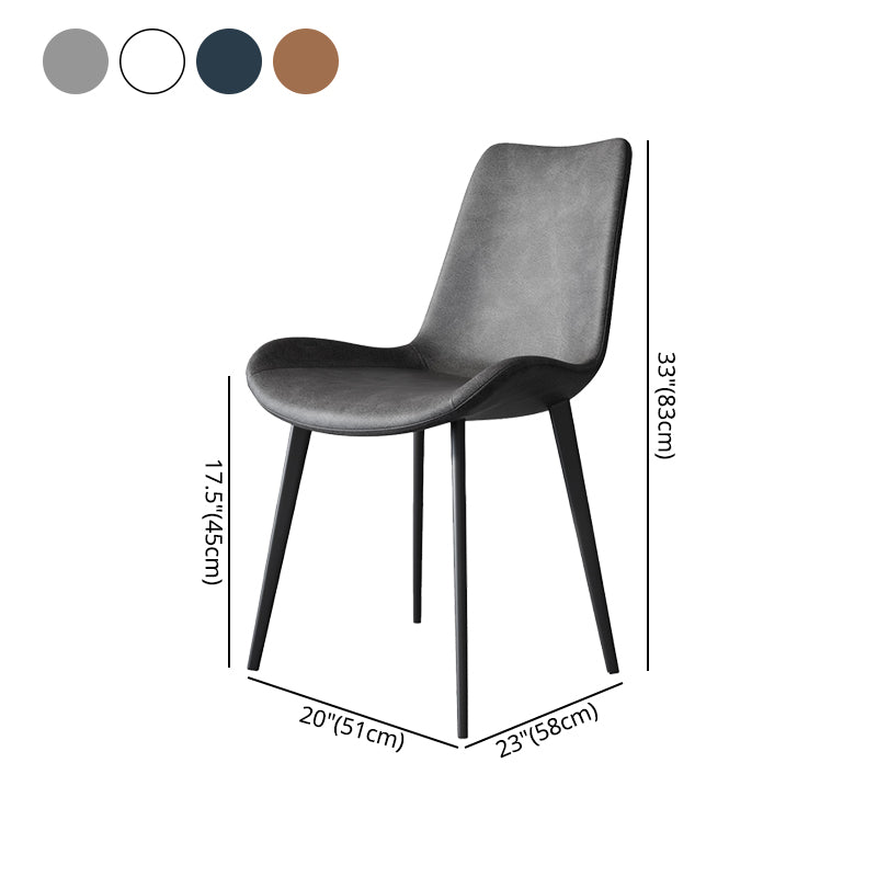 Chaises de salle à manger en cuir style contemporain Chaises de salle à manger sans accoudoirs à dossier solide (Ensemble de 2)