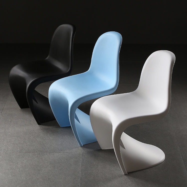 Contemporary Style Plastic Dining Armless Chair Solid Back Side Chair for Home