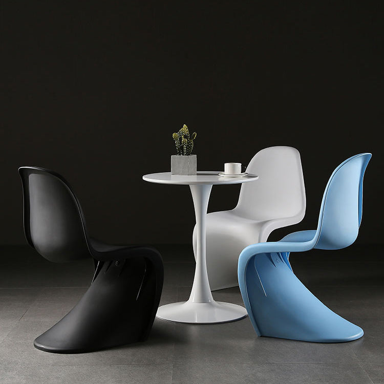 Contemporary Style Plastic Dining Armless Chair Solid Back Side Chair for Home
